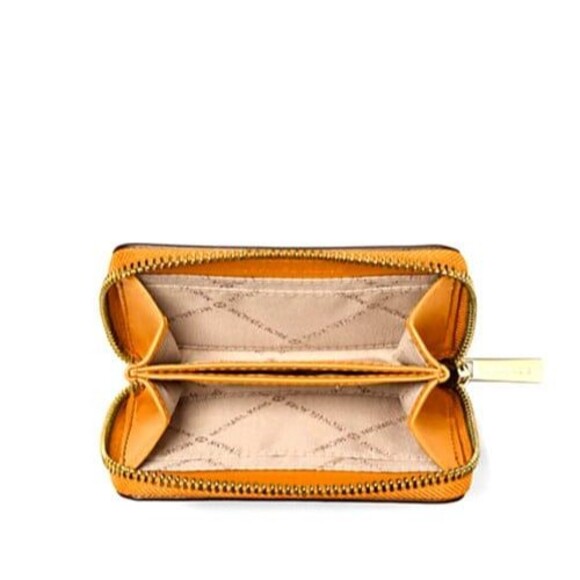 New Michael Kors Jet Set Travel Medium Zip Around Card Case Wallet Pop Orange - Picture 2 of 2